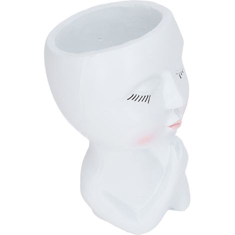 Pot de fleurs en forme de tête de visage, en résine, mignon et amusant, avec trou de drainage, idéal pour les plantes grasses et les cactus du jardin. (1/5)