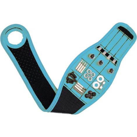 Bracelet Magnétique Bracelet Magnétique Pour Homme Outils Gadgets Ceinture d'Outils Pochette d'Outils Ajustable Multi-Poches Outil De Travail Organisateur De Rangement d'Outils (Bleu) (1/5)