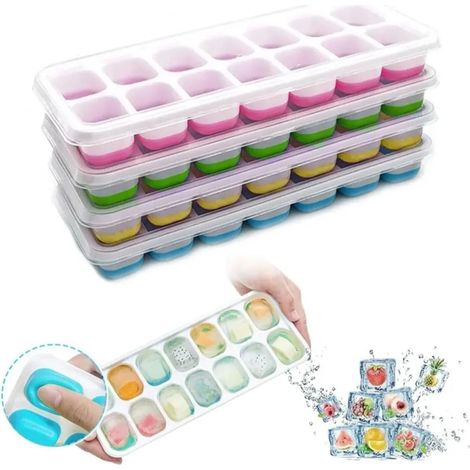 Ensemble de 4 moules à glaçons en silicone Irovami - Moules à glaçons souples et faciles à démouler pour cocktails et cuisine - Compatibles lave-vaisselle, sans BPA (1/5)