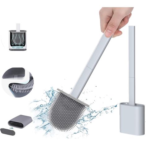 Brosse WC Silicone et Supports Toilettes brosse toilette Profondeur, avec Base de Filtre à Eau (1/5)
