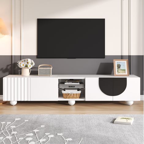 Mueble TV 180x40x41,5 cm blanco con apertura push-to-open y 2 puertas (1/5)