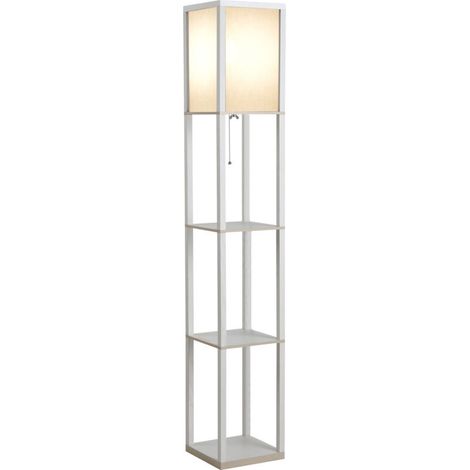 Lampadaire étagère 26L x 26l x 160H cm 3 étagères 4 Niveaux MDF Blanc (1/5)