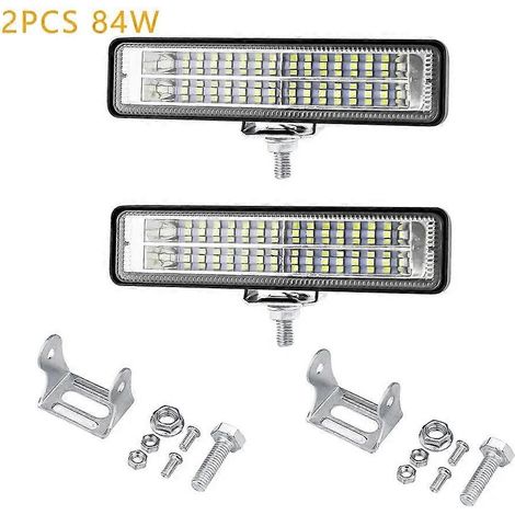 Barre lumineuse LED de travail 12V-24V pour voiture (4/2/1 pièces), projecteurs de travail, feux antibrouillard pour 4x4, camion tout-terrain, tracteur, bateau, 84W (2 pièces) (1/5)