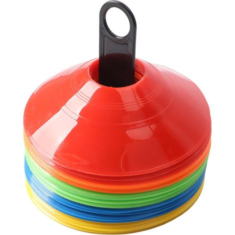 Paquet de 50 Cônes de Football avec Sac de Transport – Marqueurs Colorés pour l'entraînement Sportif, Les Activités de Plein Air et Les Jeux (1/5)