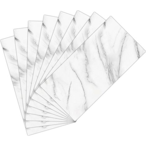 Carreaux adhésifs pour crédence effet marbre – Lot de 8 pièces 30 x 30 cm – Facile à poser, résistant humidité – Cuisine & Salle de bain (1/4)