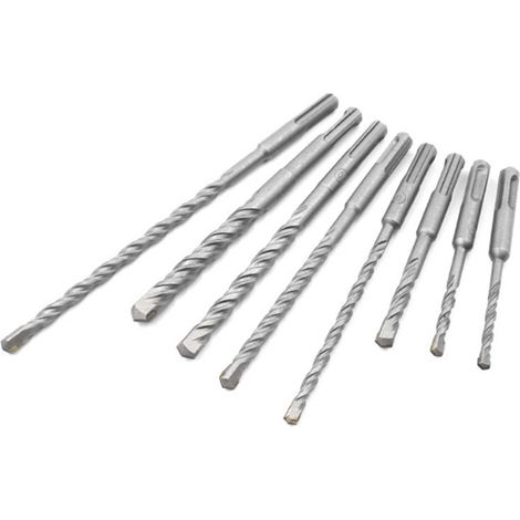 [JAMAIS UTILISÉ]Ensemble de 8 forets à percussion SDS à 2 trous et 2 fentes pour marteau perforateur électrique, forets SDS PLUS (1/2)