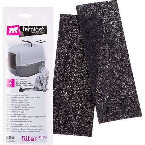 Ferplast L135 Filtres au charbon actif pour litières Bella, Maxi Bella, Magix et Mika. Variante L135 - Misure: 20 x 7 x h 0.2 cm - (1/5)