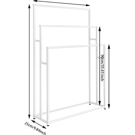Porte-serviettes, design à 3 niveaux, construction robuste, BLANC (1/2)