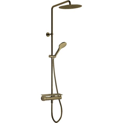 Colonne de douche porte savon + pomme ronde omega or brossé - CRISTINA ONDYNA OG48796P