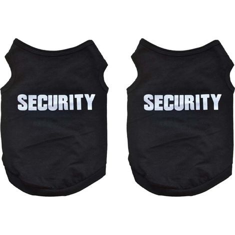 2X Vêtements D'Hiver pour Animaux de Compagnie Chiot Chien Chat Gilet T-Shirt Manteau Robe Pull Vêtements "SECURITY", Noir L (1/4)