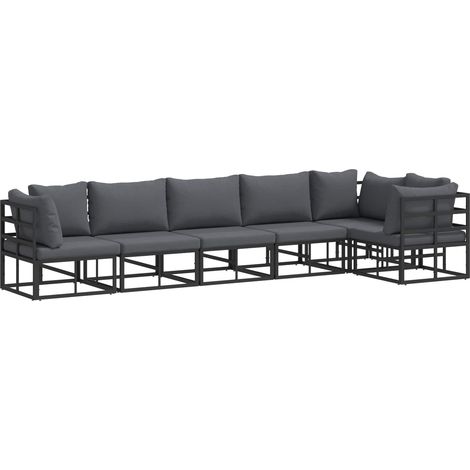 Maison Exclusive - Ensemble de canapé de jardin avec coussin 6 pcs Noir Aluminium (1/5)