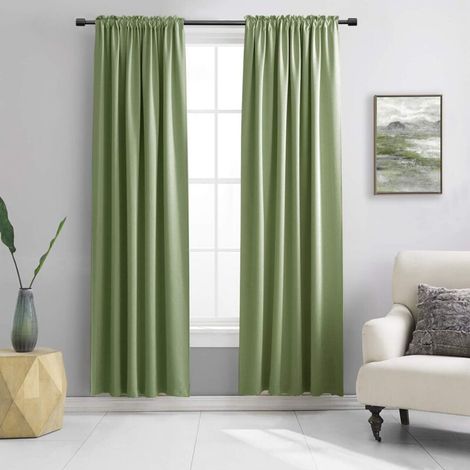 Rideaux occultants et isolants thermiques - conviennent aux salons, chambres, chambres d'enfants, etc. - 1 pièce, 150cm 250 cm, vert clair (1/4)