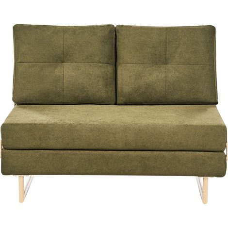 Sofa Bed 2 Seater JERSLEV Fabric Green (1/5)