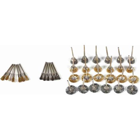 GARRYFIZH Kit complet de 36 brosses en laiton et acier pour le polissage et le nettoyage, comprenant un godet et une roue rotative