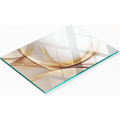 Tablero de vidrio elegante y duradero con estampado de olas abstractas de 80x52 cm.