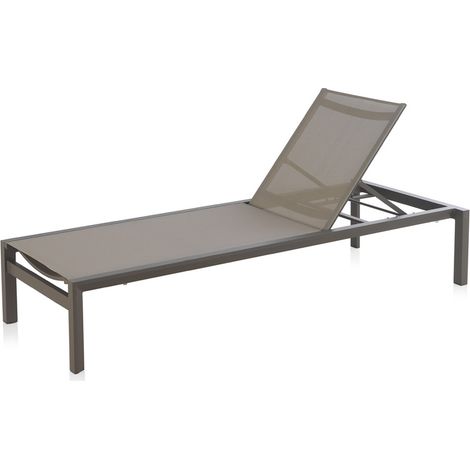 Sonnenliege aus weißem Aluminium mit taupefarbenem Textilene-Bezug – Kollektion Weiß (1/5)