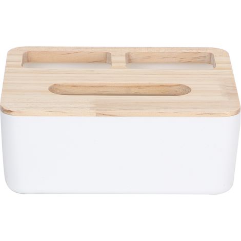 Lot de 3 boîtes à mouchoirs compartimentées avec couvercle, rangement bureau papier multifonction pour maison et bureau (1/5)