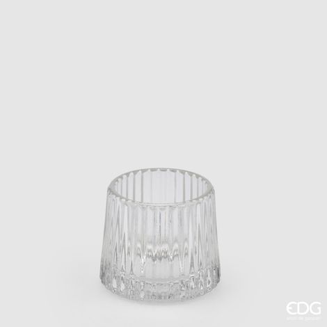 EDG Enzo De Gasperi Portacandela Righe H 7 Cm D 8 Cm Natural Trasparente