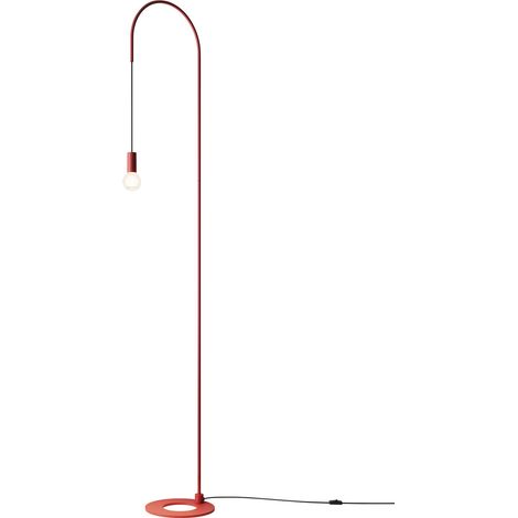 Zafferano - Lampada da Terra Filo, Orientabile 200°, Metallo Verniciato Lampadina E27 max 60W inclusa, H231cm - Rossa (1/3)