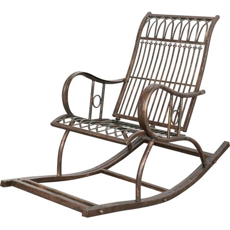 Schaukel aus Schmiedeeisen Schaukelstuhl mit Armlehnen Gartensessel Metall-Liegestuhl Gartenstuhl 127x64x90 cm