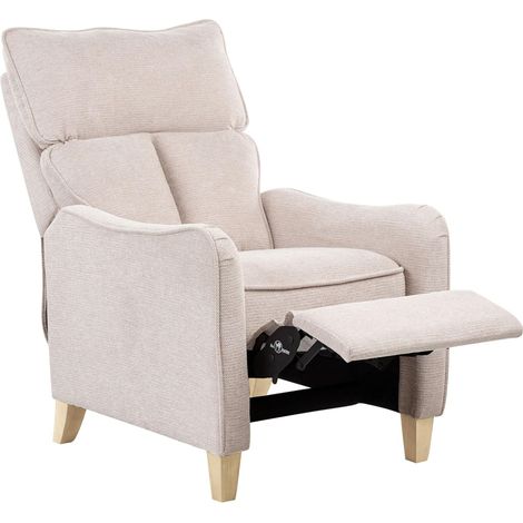 Fauteuil Inclinable en Tissu Beige Repose-Pieds et Dossier Réglable Rétro (1/5)