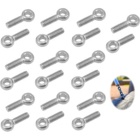 20 PCS M6 x 20mm Boulon À Oeil, Boulons à Oeil de Tige Filetée, M6 Boulons Àœil Filetage Mâle, Boulon à œil en Acier Inoxydable 304,pour Fixation et Suspension (1/5)