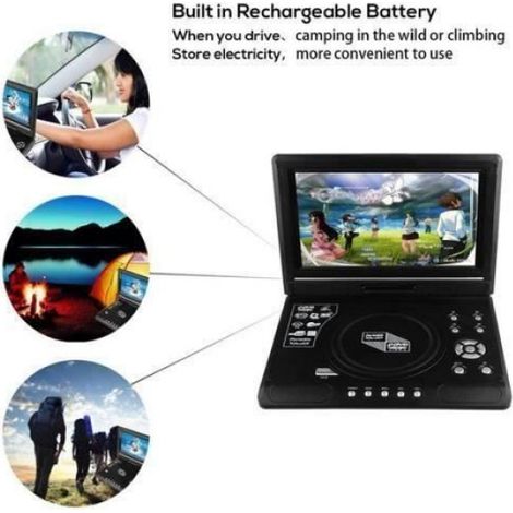 Lecteur DVD Portable 9,8", Écran Rotatif HD Numérique Smart TV EVD Lecteur DVD Prise en Charge De La Carte SD TV USB CD DVD -A4 (1/4)