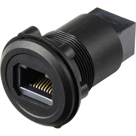 TRU COMPONENTS TRU COMPONENTS RJ45/CAT5 Einbaubuchse, Buchse/Buchse, Plastik, Schwarz TC-14378436 B (1/3)