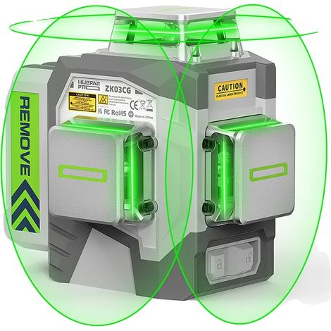 Niveau Laser, Précision ±2mm, Batterie 8000mAh, Auto-nivellement en 3 secondes, Dimensions 24x26.8x11.5 cm, Classe IP54 (1/5)