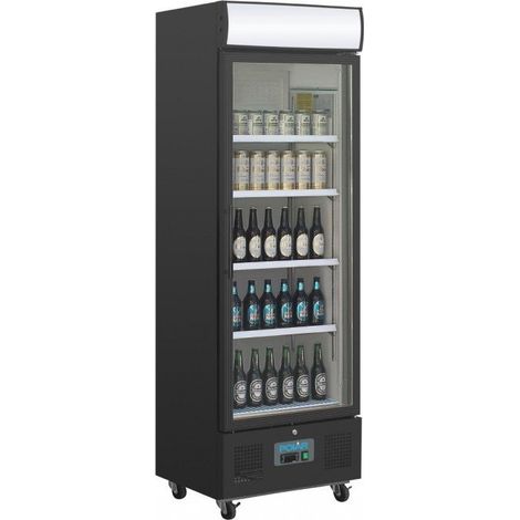 Vitrine positive réfrigérée 368 Litres, 1 porte vitrée, avec bandeau lumineux, noire, 340 W, 220 V - MONO (1/5)