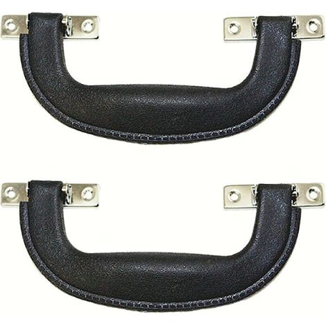 Poignée de valise vintage noire en similicuir, 1 pièce, sangle pour tiroir, porte ou meuble. (1/5)