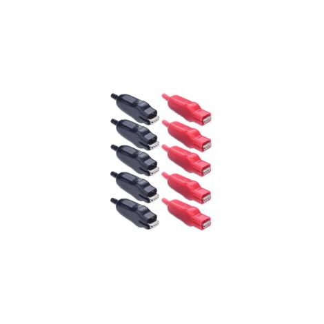 Paquete de 10 pinzas de cocodrilo metálicas de 20 A, pinzas de cocodrilo con aislamiento de PVC, abrazaderas para baterías, pinzas de prueba eléctrica para automóviles y proyectos eléctricos (rojo, ne
