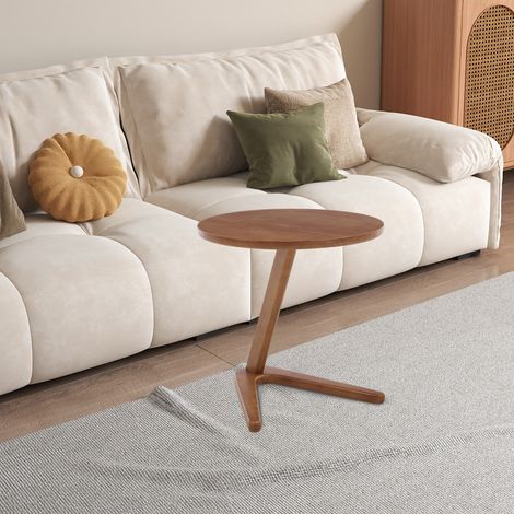 REDOM Table basse ronde bois - 50x44x50 cm - au design surface lisse grain naturel robuste et durable - couleur bois naturel