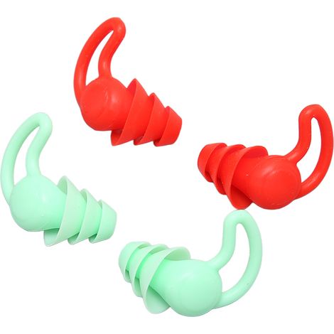 Bouchons d'oreilles 2 paires, réutilisables, lavables, en silicone, bords aileron requin, étanches, réduction de bruit, sommeil, natation, étude (1/5)