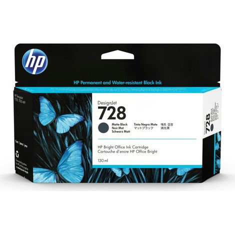 HP 728 130-ml Matte Black DesignJet Ink Cartridge Druckerpatrone 1 Stück(e) Original Standardertrag Mattschwarz