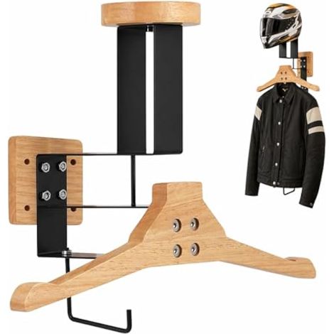 Porte Casque Moto Mural, Support Mural pour Casque de Moto, Support Casque Moto avec Crochet, Support Mural Casque Moto Mural pour Casquette Gilet Tactique Veste de Moto (1/5)