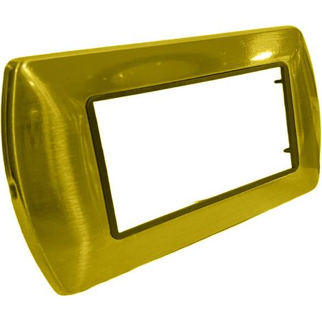 Placchetta per interruttore in metallo a 4 posti oro lucido cassetta 504 compatibile con living international supporto cover (1/2)