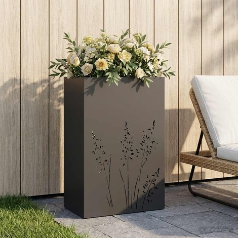 vidaXL Macetero de Jardín Negro 50 x 30 x 75 cm Acero laminado en frío (1/5)