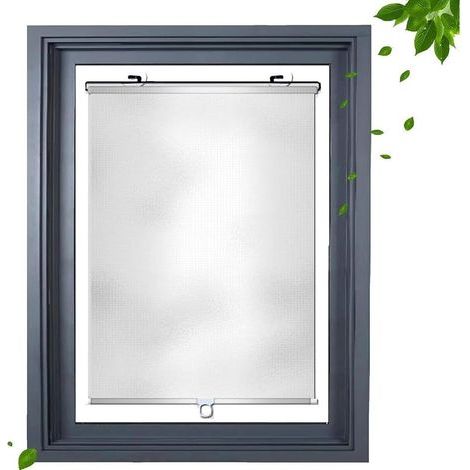Store Occultant à Ventouse sans Perçage Argenté Enrouleur Rétractables Opaque Thermique Isolant.Rideau Protection de Vie Privée & Soleil. pour Fenêtre ou Porte 40l x 60L cm (1/5)