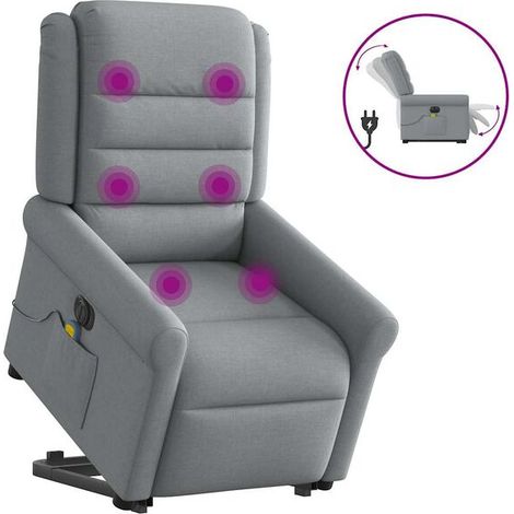 Fauteuil inclinable de massage électrique en tissu gris clair
