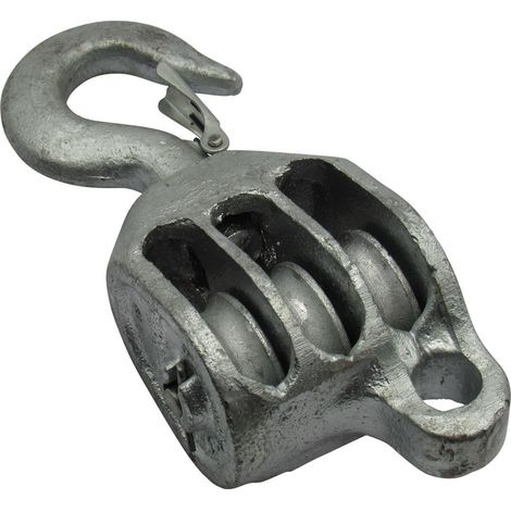 3.9 Ton 8" GMI Treble Block With Swivel Hook Galvanised - 28MM Fibre Rope Safety Lifting (1/2)