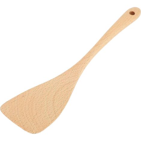 Holzspatel zum Kochen, flacher Bratspatel aus Birkenholz, Küchenhelfer für antihaftbeschichtetes Kochen