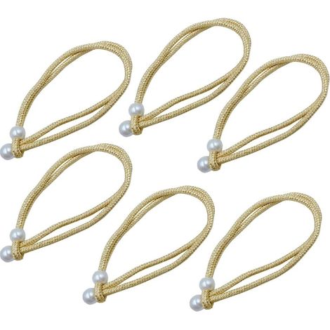 6 attaches tressées pour rideau avec perles, 40 cm, idéales pour salon ou chambre. (1/5)