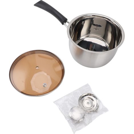 Edelstahl-Kochtopf, kleiner Milchtopf, schnelle Wärmeübertragung, verhindert Anbrennen, dicker Topf mit einem Griff, Suppentopf 14 cm / 5,5 Zoll. (1/5)