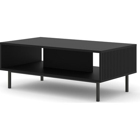 TAVOLINO DA CAFFÈ RAVENNA B IN MDF FOGLIATO 90x60x45 NERO OPACO STRUTTURA NERA