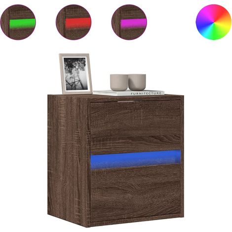 Mobile TV Armadietto TV Mobile Porta TV a Parete con Luci LED Rovere Marrone 41x31x45 cm (1/5)