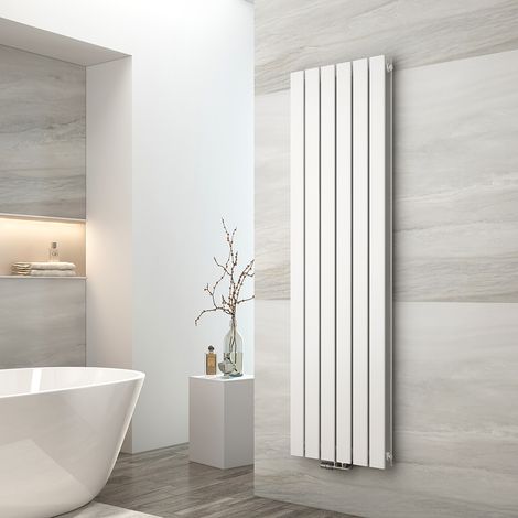 EMKE Radiador de agua caliente de acero de doble capa, tubo plano, montaje en pared, blanco, 160 x 46 cm