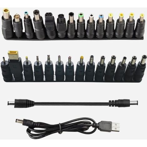 28 Pièces Adaptateur d'alimentation DC 5,5 x 2,1 mm Connecteur Universel CC Plugs Femelle à Mâle Adaptateur, Barrel Jack Connecteur, avec 1 Pièce Câble 20CM et 1 Pièce USB à DC 1M (1/5)