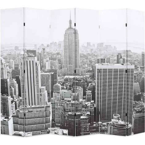 Raumteiler klappbar 228 x 170 cm New York bei Tag Schwarz-Weiß