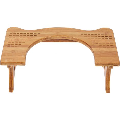 Tabouret de toilettes en bambou naturel ergonomique pour position accroupie, design courbé élégant et durable, facile à nettoyer (1/5)
